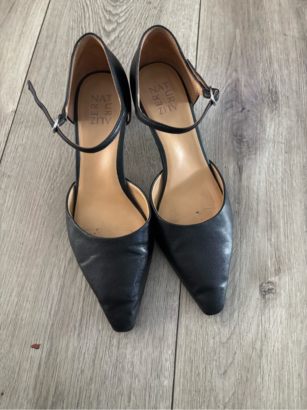 Naturalizer Black Pointed Toe Ankle-Strap Pumps